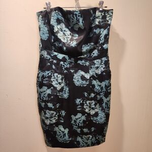 Banana Republic Black and Green Satin Short  Strapples.Dress with Pockets 8